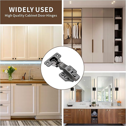 10 Pack Full Overlay Soft Close Cabinet Hinges 105° Frameless 3 Way Adjustable Kitchen Cabinet Door Hinges with Screws Soft Close Hinges for Cabinet Doors Black Nickel