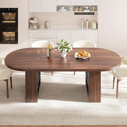 Jocoevol 78.7" Dining Table for 6 8 10, Modern Dining Room Table with Storage, Wood Kitchen Table with Heavy Duty Legs, Dinner Tables for Kitchen Dining Room (Walnut)
