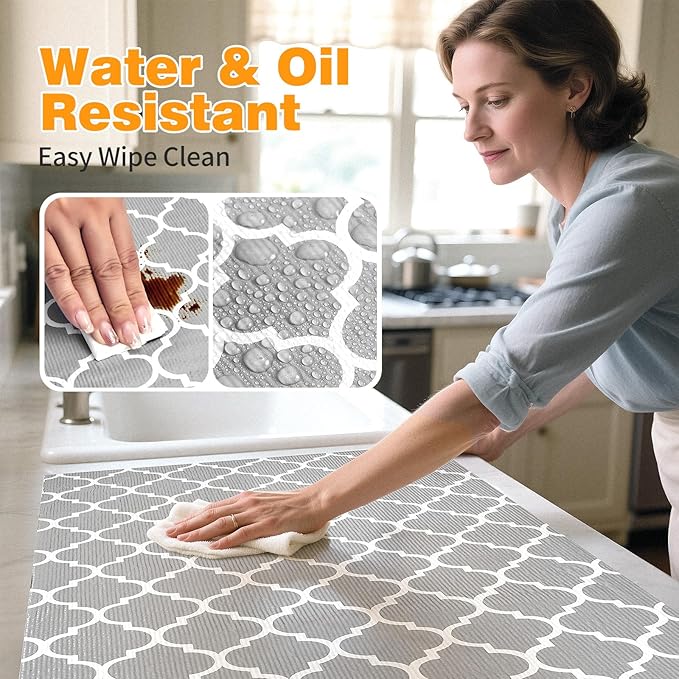 Coavas Shelf and Drawer Liner, Non Slip Extra Grip Non Adhesive Waterproof Thickened Cabinet Mat, Easy Cut for Kitchen Pantry Bathroom Dresser Cupboard (Gray, 24IN x 20FT)