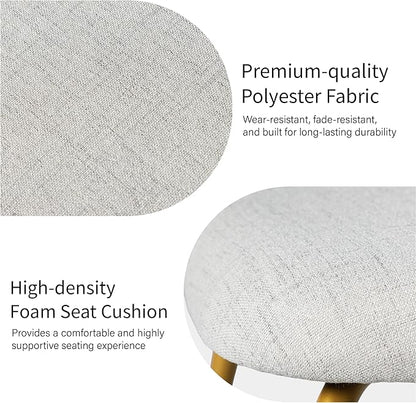 Casaphoria Dining Chairs Set of 2, Modern Gray and Gold Upholstered Accent Chairs with Metal Legs, Ergonomic Comfy Vanity Chair for Kitchen, Living Room, and Bedroom