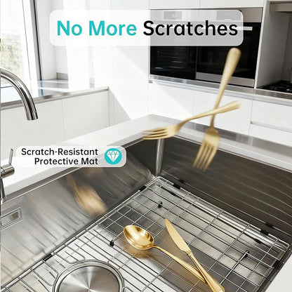 30 Inch Drop in Kitchen Sink Undermount Stainless Steel Kitchen Sinks,16 Gauge Top Mount Single Bowl Workstation Sink,Deep Handmade Kitchen Sink with Cutting Board & Strainer,Satin Nickel