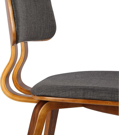 Armen Living Jaguar Mid-Century Dining Chair in Walnut Wood and Charcoal Fabric - Set of 2