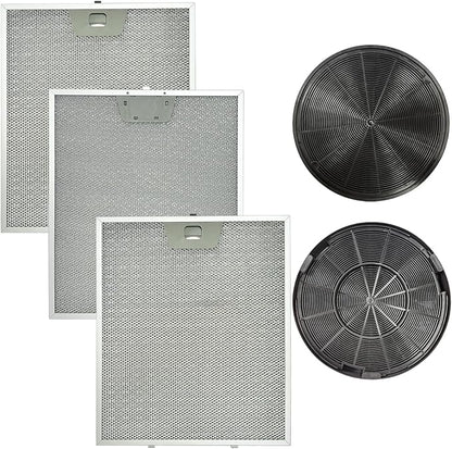 3 Pack WB02X24871 Range Vent Hood Grease Filter & 2 Pack JXCF72, WB02X24842 Charcoal Filter Compatible with GE Range Hoods JVW5361EJ1ES, JVW5361SJ1SS, JVW5361BJ1TS, JVW5361EJ2ES