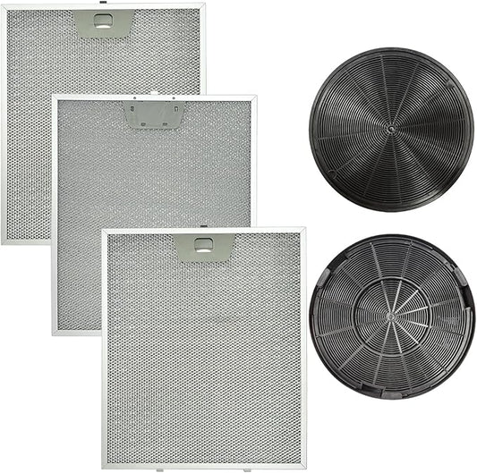 3 Pack WB02X24871 Range Vent Hood Grease Filter & 2 Pack JXCF72, WB02X24842 Charcoal Filter Compatible with GE Range Hoods JVW5361EJ1ES, JVW5361SJ1SS, JVW5361BJ1TS, JVW5361EJ2ES