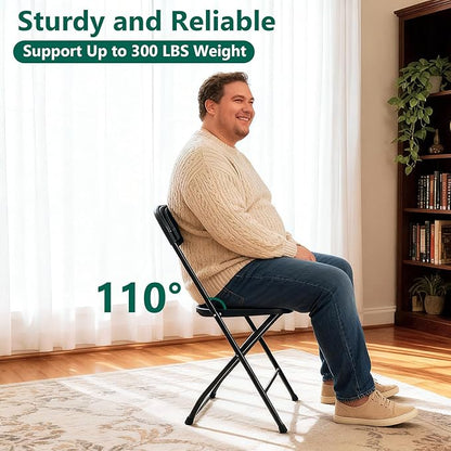 2 Pack Black Plastic Folding Chairs, Outdoor Portable Folding Chair with Steel Frame, 350lbs Capacity Stackable Foldable Chairs for Patio, Garden, Picnic, Kitchen, Events