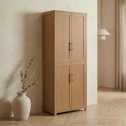 Casaphoria Kitchen Pantry Cabinet, 67" Tall Freestanding Kitchen Cabinet with 4 Adjustable Shelves, 28" W Storage Cabinet for Kitchen Pantry Organization (Natural Oak, Single)