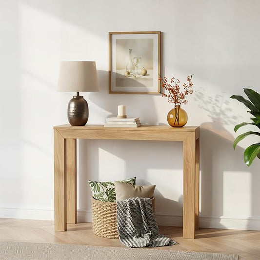 Plank+Beam Modern Solid Wood Console Table, 46.25 Inch, Sofa Table, Narrow Entryway Table for Hallway, Behind The Couch, Living Room, Foyer, Easy Assembly, Blonde