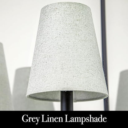 Chandelier, Matte Black with Linen Fabric Shade, 6-Light 28" Modern Farmhouse Linear Pendant Lighting Fixture for Kitchen Island (Black)
