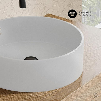 Swiss Madison Lisse 14.5" Concrete Round Vessel Sink in Matte White