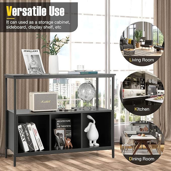 PETSITE Sideboard Buffet Table with Storage Cabinet & Shelves, Industrial Microwave Oven Stand, Coffee Bar Station, Stationary Kitchen Island Cart