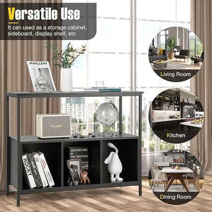 PETSITE Sideboard Buffet Table with Storage Cabinet & Shelves, Industrial Microwave Oven Stand, Coffee Bar Station, Stationary Kitchen Island Cart