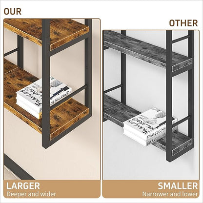 31.5 Inch Floating Shelves, 6 Tier Wood Shelves for Wall, Heavy Duty Wide Wall Mount Shelves for Living Room Bedroom Kitchen Classroom, Rustic Brown