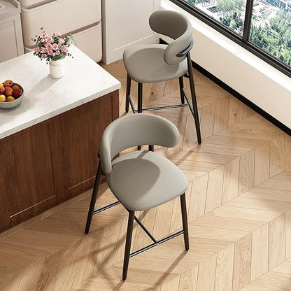 Bar Stools Set of 6 Counter Height Barstool Metal Kitchen Counter Height Bar Stool Island Chairs 26 Inch, Black/Light Grey