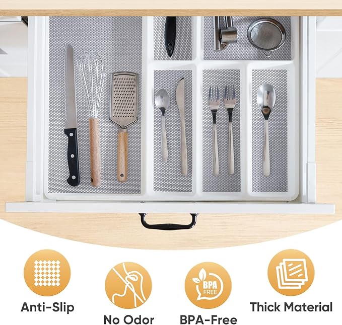 BALEINE Cabinet Liner, 12 in x 20 Ft Drawer and Shelf Liner for Kitchen Cabinets Non-Adhesive, Non-Slip Protect Desks, Cupboard, Drawers, Shelves, Tableware (Black)