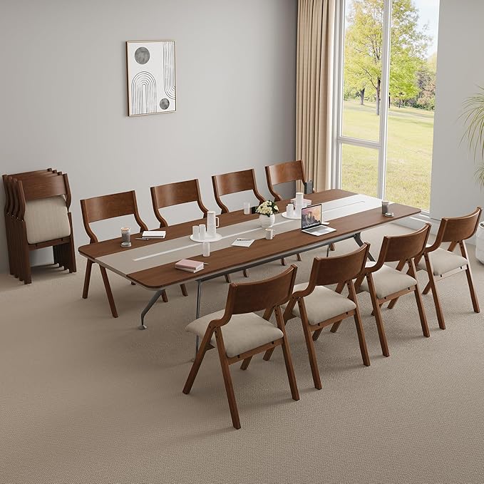 Ball & Cast Padded Folding Chairs 2 Pack,Solid Wood Frame,18" Seat Height,Space Saving,Easy to CarrySuitable for Dining Room, Bedroom and Outdoor
