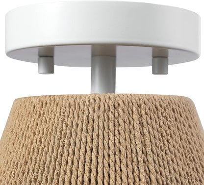 GLOBE Electric 65894 1-Light Flush Mount Ceiling Light, Matte White, Twine Shade