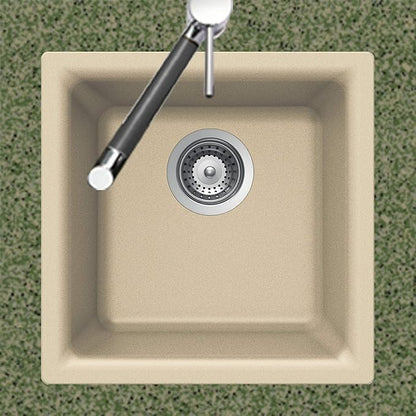 Houzer Quartztone Sand Granite Composite Kitchen Bar Sink: 16 Inch Dual Mount Single Bowl Sink, Durable & Versatile, Essential for Home & Apartment: E-100 SAND