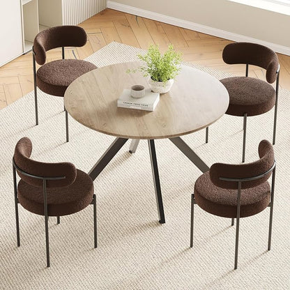 47" Solid Wood Island Table, Rustic Dining Table with Intersecting X-Base, Farmhouse Dining Table with Scratch-Resistant Pads for Dining Room & Kitchen, Black+Brown