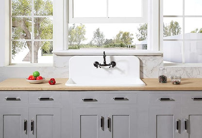Kingston Brass GKTA3620198 Arcticstone 36-Inch Solid Surface Top-Mount Kitchen Sink with Backsplash, Matte White