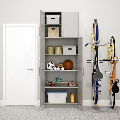 Prepac Elite 24" Wall Mounted Stackable Garage Cabinet in Light Gray