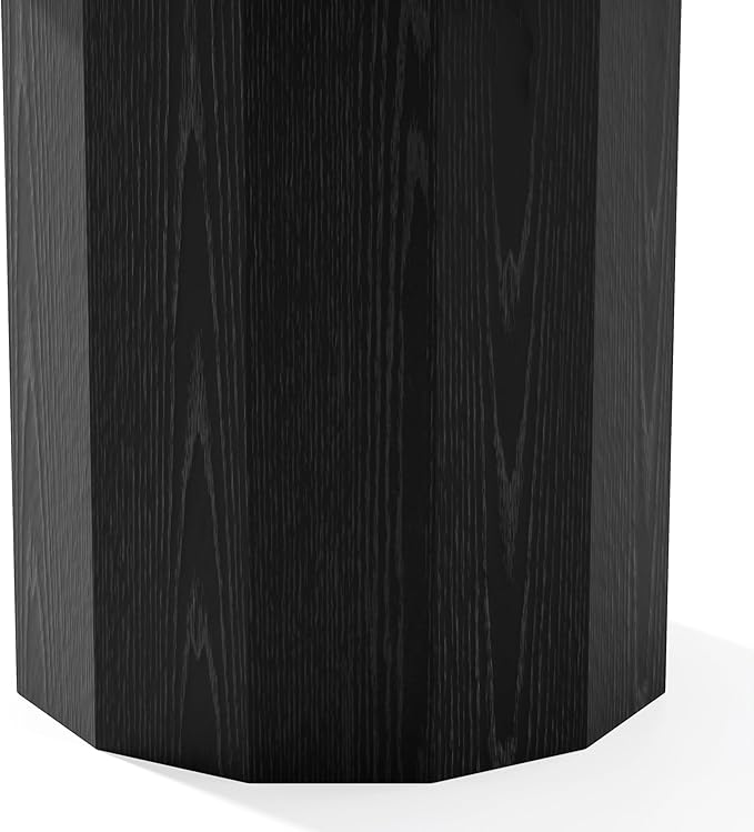 Casaphoria 52" Round Dining Table, Modern Wood Kitchen Table with Cylinder Polygonal Base for Living Room & Dining Room, Easy Assembly Farmhouse Furniture for 4-6, Black