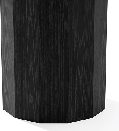 Casaphoria 52" Round Dining Table, Modern Wood Kitchen Table with Cylinder Polygonal Base for Living Room & Dining Room, Easy Assembly Farmhouse Furniture for 4-6, Black