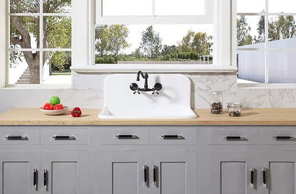 Kingston Brass GKTA3020198 Arcticstone 30-Inch Solid Surface Top-Mount Kitchen Sink with Backsplash, Matte White