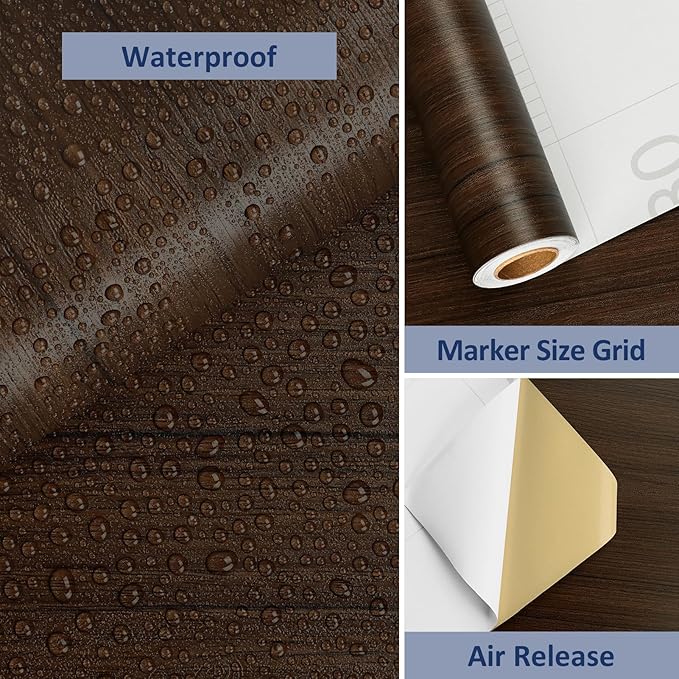 WESTICK Wood Contact Paper for Countertops Waterproof Wood Grain Contact Paper Peel and Stick Wood Wallpaper Self Adhesive Wood Wall Paper for Cabinets Kitchen Classroom Desk Dresser Camper 118"x24"