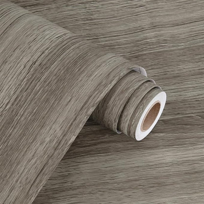 WESTICK Grayish Brown Wood Contact Paper Peel and Stick Wallpaper Wood Vinyl Wrap Waterproof Thick Wooden Grain Contact Paper for Countertops Desk Dresser Kithcen Cabinets Shelf Liner 15.8" x 393"