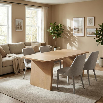 Casaphoria 79" Long Rectangular Dining Table in Natural, 8-Leg Modern Design Fits 6-8 People, Perfect for Large Dining Room, Open Kitchen & Spacious Living Area