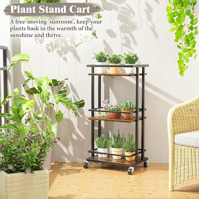 OKZEST 3 Tier Bar Cart for Home, Rolling Mini Liquor Bar for Wine Beverage Dinner Party, Utility Kitchen Storage Island Serving Cart on Wheels, Coffee Bar Cabinet for Kitchen Dining Living Room, Brown