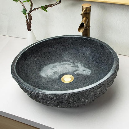 100% Pure Hand Carved Surface Bathroom Sinks - Dark Gray Stone Vanity Sinks - Black Speckled Vanity Sinks, Personalized Sinks, Rustic Farmhouse Style