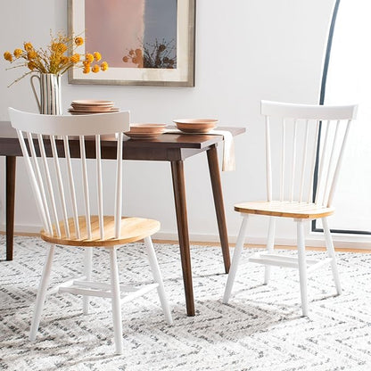 SAFAVIEH Home Collection – Winona Set of 2 Matte Black Windsor Farmhouse Dining Chairs, Spindle Back Wood Chairs, Classic Casual Seating (DCH8500J-SET2)