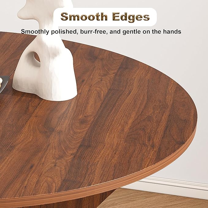 GDFStudio 43" Folding Dining Table for Small Spaces, Round Wood Kitchen Table with Walnut Veneer, Space-Saving Foldable Table for Indoor & Outdoor Use, French Country & Beach Style