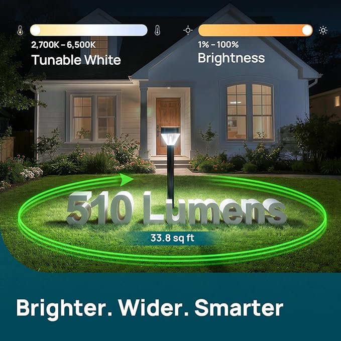 Linkind Smart Landscape Path Lights SP6LV, 510LM Multi-Zone Low-Voltage Pathway Lights AC/DC 12-24V, App & Voice Controlled Color-Changing Landscape Lighting for Garden, Walkway, Driveway, 4 Pack
