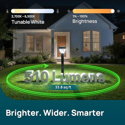 Linkind Smart Landscape Path Lights SP6LV, 510LM Multi-Zone Low-Voltage Pathway Lights AC/DC 12-24V, App & Voice Controlled Color-Changing Landscape Lighting for Garden, Walkway, Driveway, 4 Pack