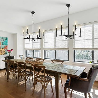 Black Chandelier Light Fixture 6-Light Chandelier for Dining Room Kitchen Chandeliers Over Table Candle Chandeliers for Kitchen Island, Bedroom, Foyer, 26in