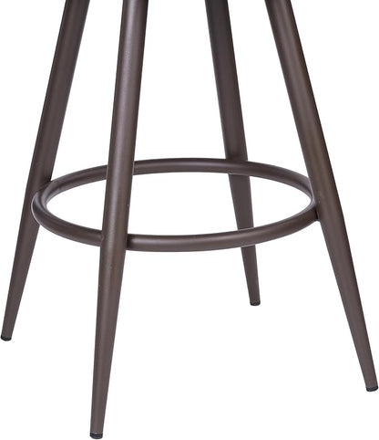 Armen Living Justin Modern Farmhouse 30" Seat Height Swivel Vintage Brown Faux Leather Bar Stool with Brown Metal Legs for Kitchen Island Counter