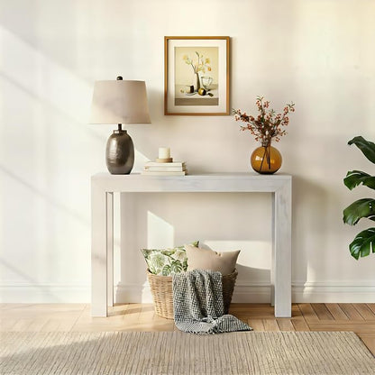 Plank+Beam Modern 46 Inch Console Table, Solid Pine Wood Entryway Table, Narrow Sofa Table for Hallway or Living Room, Seashell