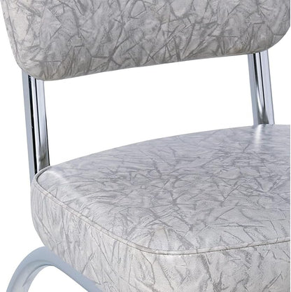 HomeStock Diner Chair - Vinyl Seat, Chrome Frame - Fully Assembled Bistro Kitchen Chair Cracked Ice Grey