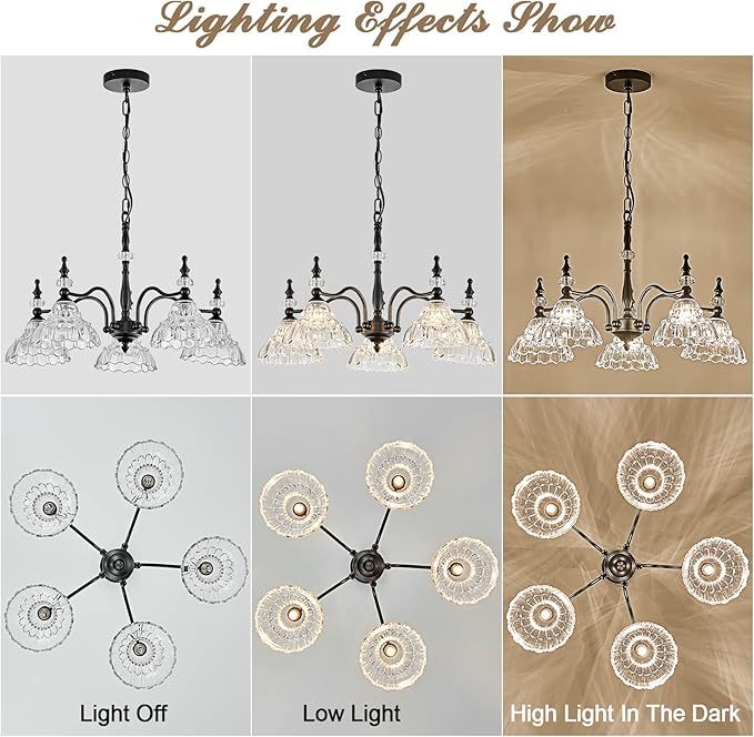 HDDFL Chandeliers Light Fixture 5 Lights Chandelier Lamp Modern Pendant Lighting Fixtures Hanging Lamps for Dining Room Kitchen Entryway Living Room Bedrooms Foyer Entrance