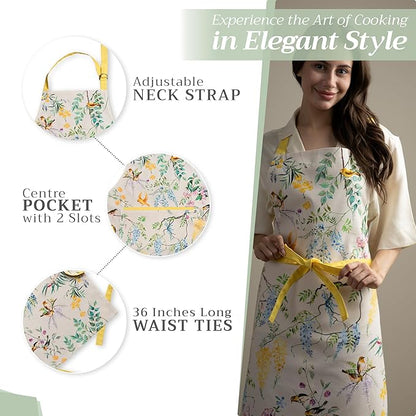 Maison d' Hermine 100% Cotton Apron for women with Pocket Kitchen Chef Apron for Men Cooking Mothers Day Gifts