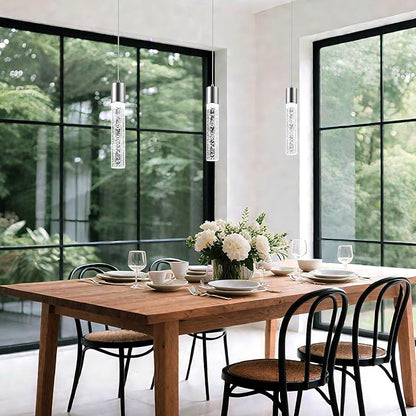 Pendant Lights Kitchen Island, 6500K Modern Kitchen Island Lights Brushed Nickel, 1 Pack Ceiling Lighting Fixtures with Crystal Bubble, Integrated LED Hanging Light for Dining Room Restaurant