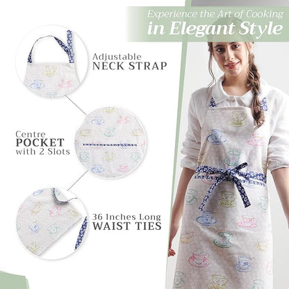 Maison d' Hermine 100% Cotton Apron for women with Pocket Kitchen Chef Apron for Men Cooking Mothers Day Gifts