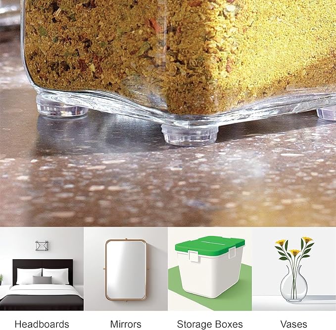 Pack of 100 Cabinet Door Bumpers - 1/2” Diameter Clear Adhesive Pads for Drawers, Glass Tops, Cutting Boards, Picture Frames, Small Furniture