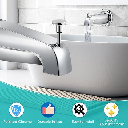 Universal Bathroom Tub Spout with Metal Tub Spout Cover Ring, 5 1/4 Inches Reach Wall Front Mount Faucet with Shower Diverter 1/2" IPS Inside Thread(Chrome)