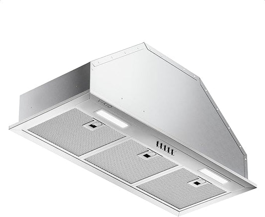 VIKIO HOME Range Hood Insert 36 Inch 900 CFM, 5-Layer Aluminum Mesh Filter, Ducted/Ductless Stainless Steel Built Kitchen Vent, 3-Speed Push Button Controls&LED Lights