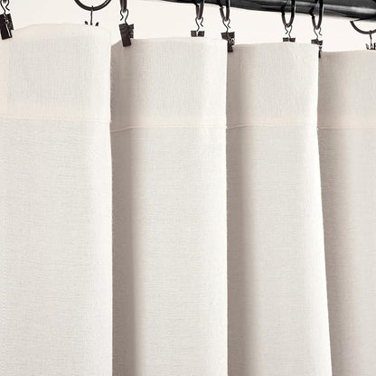 Lush Decor Linen Button Window Curtain Panel, Single, 40" W x 84" L, Off-white - Country Curtains - Rustic Decor - Color Block Modern Farmhouse Curtains For Living Room, Bedroom & Dining Room
