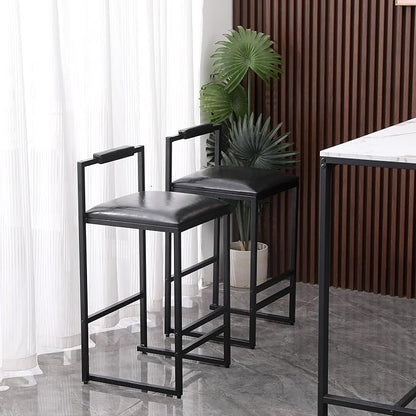 Set of 2 Counter Height Barstools Kitchen Island Stools with Back Modern Armless Metal Legs & PU Upholstered Chairs,for Living Room