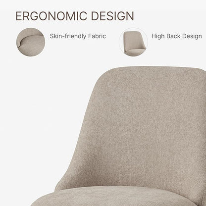 KISLOT Swivel Dining Chairs Set of 4, Upholstered Mid Century Modern Deskchair with High Back, Linen Fabric Kitchen Chairs for Dining Room, Bedroom, Dressing Room, Khaki